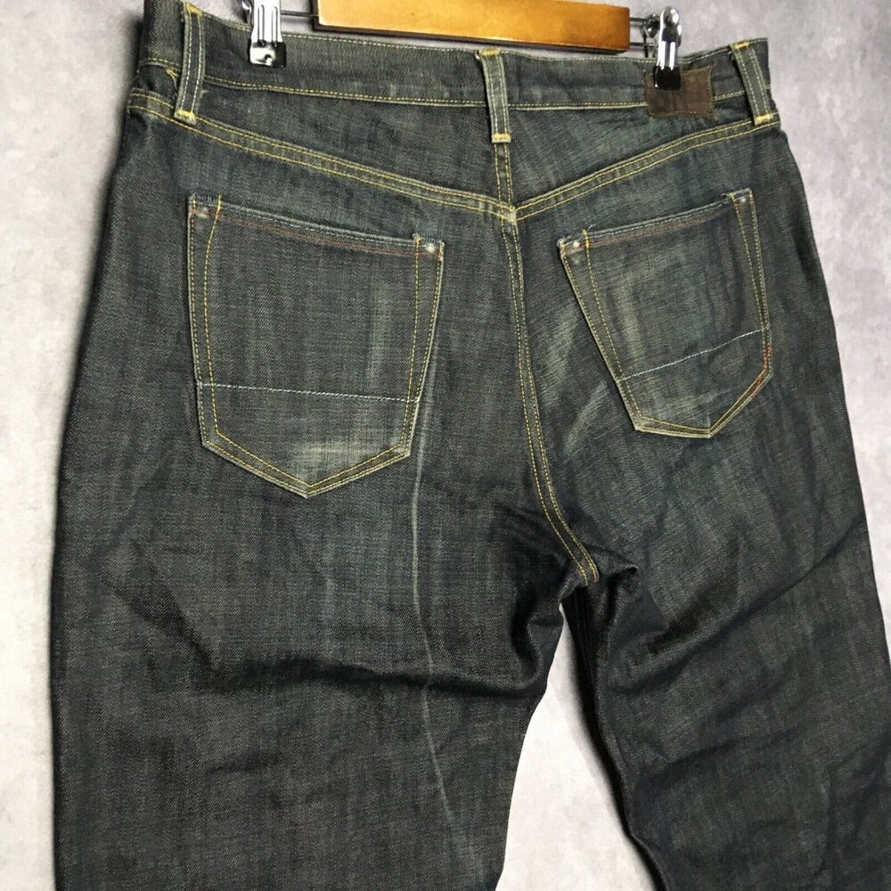 Banana Republic Men Straight Leg Blue Jeans size 36x32 Raw Look Denim Button Fly - Picture 9 of 16